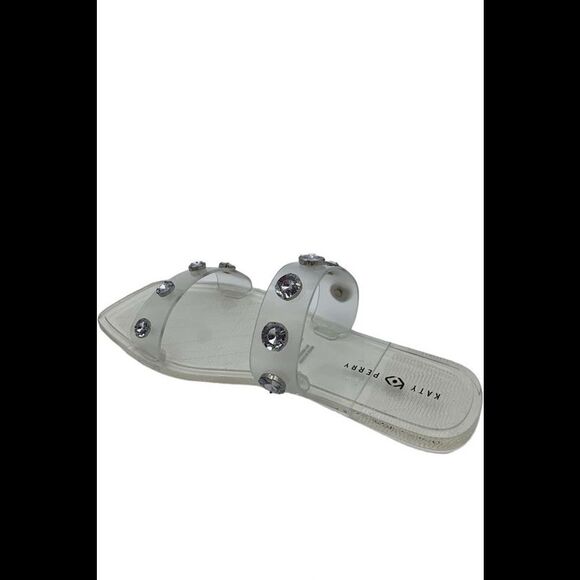 Katy Perry Embellished Square Toe Slide Sandals The Geli Clear - Medium - Picture 3 of 3